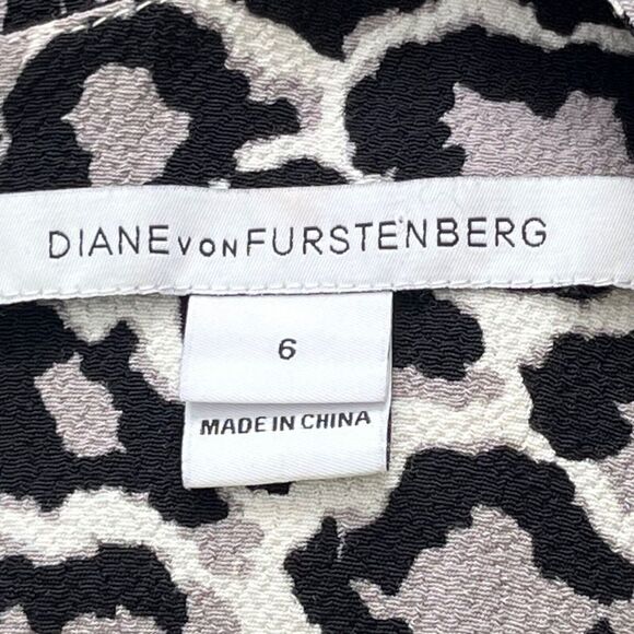 DVF Diane Von Furstenberg Clara Dress Size 6 Zip Up Gato Vanilla Fog Black - Picture 15 of 16